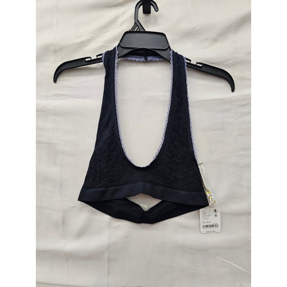 Free People Womens Halter Bralette Black Polyamide Blend Casual Size M/L